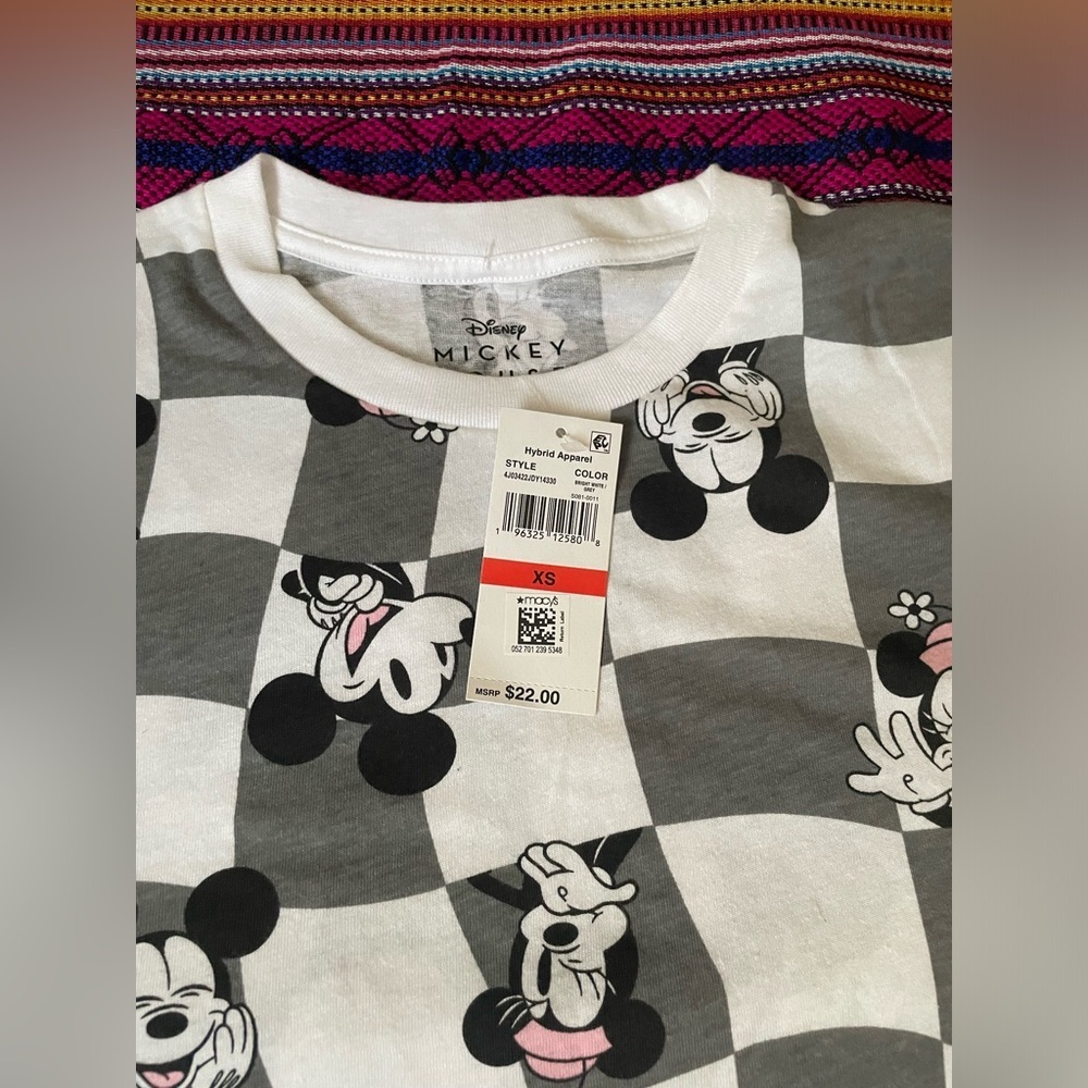 Disney Mickey Mouse Gray and White Checkered Tee - Picture 6 of 10